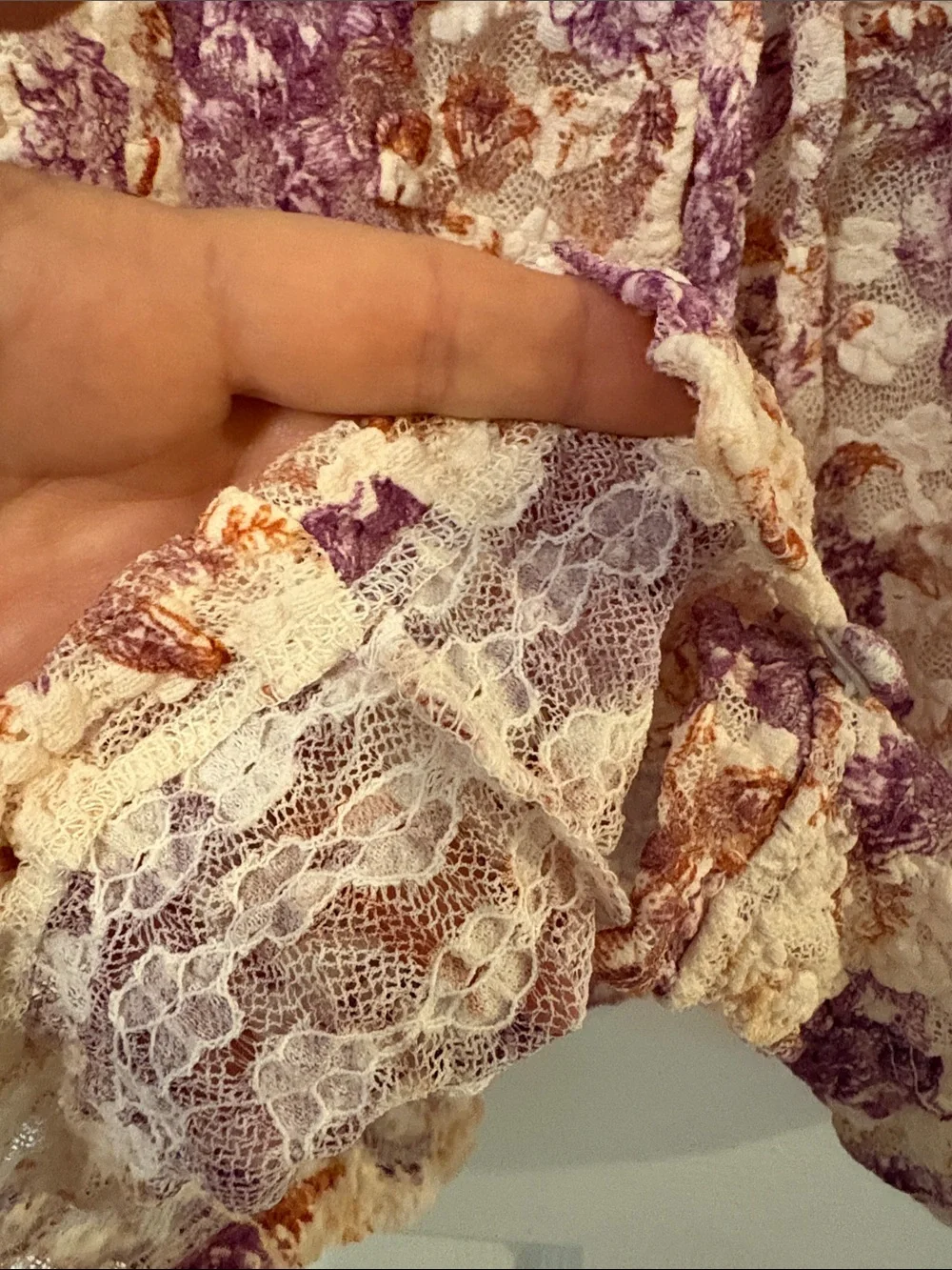 Anthropologie NWT Floral Lace Tie-Front Women's Top - Purple & Cream